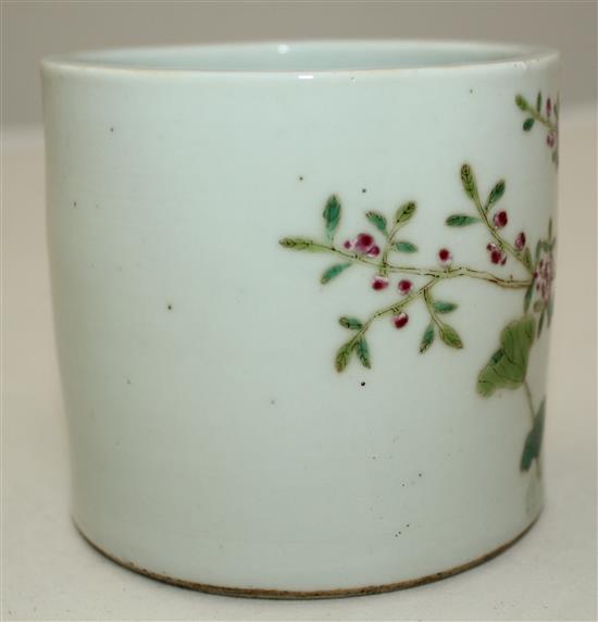 A Chinese famille rose brush pot, Xianfeng mark but later, 9.5cm